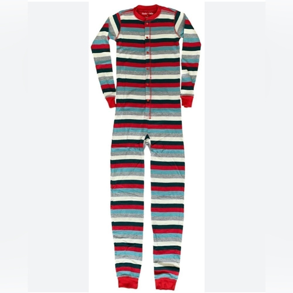 HATLEY X INDIGO ADULT UNISEX UNION SUIT HOLIDAY WINTER STRIPE SIZE XL
